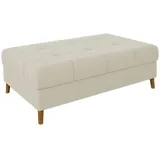 s-style möbel Hocker, Wohnzimmer, Fußhocker 118 x 73 x 40 cm, 2 Sitzer Sofahocker Kratzfest Massivholzfüße Braun Cord Stoff Milo Beige,