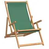 vidaXL Strandstuhl Klappbar Massivholz Teak Grün