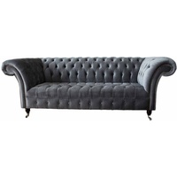 JVmoebel Chesterfield-Sofa, Chesterfield Sofa Wohnzimmer Klassisch Design Textil Sofas grau