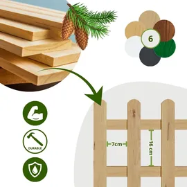 Floranica Zierzaun aus Holz 100 x 30 cm Natur imprägniert Steckzaun als Beeteinfassung Rasenkante Tierzaun Bauernzaun - Braun/Grau/Weiß/Grün