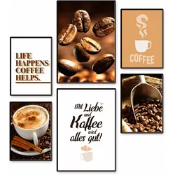 Artland Poster »Kaffee Vielfalt«, Kaffee Bilder, (Set, 6 St.), 6er Set, 2xDIN A3 / 4xDIN A4, ohne Rahmen Artland Farbe Bild(er): braun