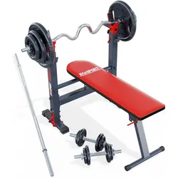 Hantelbank mit Gewichten 100kg dunkelgrau|ROT No Size