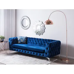 3-Sitzer Sofa Samtstoff marineblau SOTRA