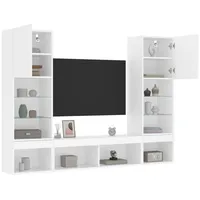 vidaXL TV-Schrank 5-tlg. Wohnwand mit LED-Beleuchtung Weiß Holzwerkstoff (1-St) weiß