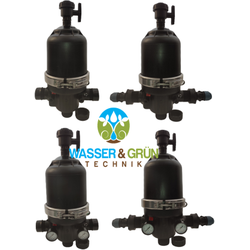 Filter 2" Scheibenfilter groß mit PE-Kupplung, Filter 2" mit Manometer und PE-Kupplung, 120 mesh bis 18-24 m2/h bis (Scheibenfilter 2" groß 18-22 m3/h : Scheibenfilter 2" + 2 St. PE-Kupplung 50 mm)