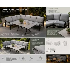 teico group Lounge-Set 7-tlg. Anthrazit/Grau