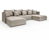 lookway Ecksofa U-Form Textil 3-Sitzer Beige