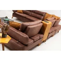 Ecksofa Luxus Sofa Leder Wohnzimmer Büromöbel Material Holzmöbel Neu JVmoebel - Braun