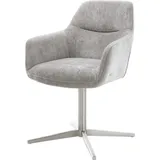 DeLife Drehstuhl Pejo-Flex Chenille Silbergrau Fußkreuz Edelstahl 360° drehbar Taschenfederkern,