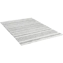 Wollteppich THEKO "TRONDHEIM 05", grau, B:65cm H:10mm L:130cm, Wolle, Teppiche, Flachgewebe, gestreift, reine Wolle, handgewebt, Wohnzimmer