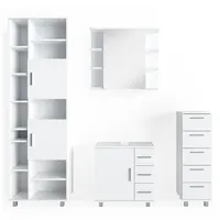 Vicco Badmöbel-Set Ilias, Weiß, 4 Teile, mit Hochschrank