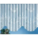 heimtexland Gardinen Jacquard Store mit Kräuselband weiß halb-transparent, Blumen Bordüre gebogt, Vorhang Typ1 - Bogenstore HxB 175x750 cm für Fensterbreiten von 250-300 cm