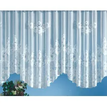 heimtexland Gardinen Jacquard Store mit Kräuselband weiß halb-transparent, Blumen Bordüre gebogt, Vorhang Typ1 - Bogenstore HxB 175x750 cm für Fensterbreiten von 250-300 cm