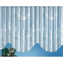 heimtexland Gardinen Jacquard Store mit Kräuselband weiß halb-transparent, Blumen Bordüre gebogt, Vorhang Typ1 - Bogenstore HxB 175x750 cm für Fensterbreiten von 250-300 cm