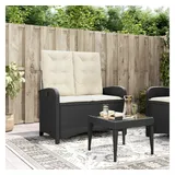 vidaXL Gartenbank Verstellbar mit Kissen Schwarz Poly Rattan