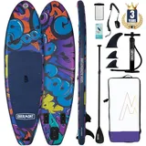 Overmont SUP Board Aufblasbar Stand Up Paddle Board für Erwachsene 323x84x15 cm, Komplettes SUP Set mit Verstellbarem Paddel, Pumpe, Rucksack, Leash & 3 Finnen-Graffiti Design