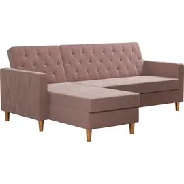 CosmoLiving by Cosmopolitan Ecksofa "Liberty, L-Form", rosa (altrosa), B:213cm H:82cm T:154cm, Veloursstoff 100% Polyester, COSMOLIVING BY COSMOPOLITAN, Sofas, Ecksofa, mit Schlafffunktion, Recamiere beidseitig montierbar, Sitzhöhe 43 cm