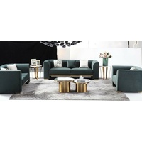 JVmoebel Sofa Luxus Grüne Sofagarnitur 3+2+1 Sitzer mit Edelstahl Design Neu, Made in Europe grün