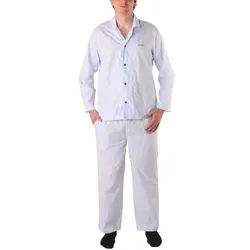 BOSS Cotton Stripe Long Pyjama Blau/Weiß Baumwolle Large Herren