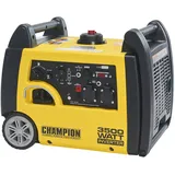 Champion Power Equipment mobiles Stromaggregat Benzin (3100 Watt, tragbarer Inverter, Generator, extrem leise, mit integriertem Griff und Radsatz, ideal für Outdoor + Camping) 73001i-E-EU, Gelb
