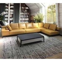 JVmoebel Ecksofa, Italienische Möbel Sitz Leder Zimmer Couchen Sofa Garnitur Wohn gelb