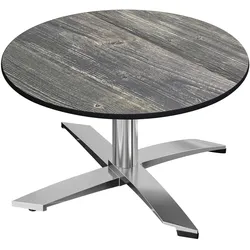 CPTG | Bistro Loungetisch | Ø:H 70 x 39 cm | Rustikal Kiefer / Aluminium | Zusatzgewicht