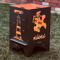 FEUERTONNEN BERTLING® Feuertonne Mit Inselmotiv | Stabiles Stecksystem Mit Tragegriffen | Robust & Aus Hochwertigem Stahl | Für Eine Knisternde Gemütlichkeit In Deinem Garten (50cm Rügen)