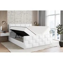 altdecor Boxbett, Weiß Hochglanz, Holzwerkstoff, Höhe ca. 21 cm 140x200 cm Schlafzimmer, Betten, Boxspringbetten