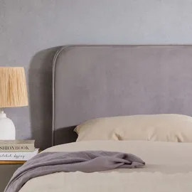 Idimex Kopfteil NOVARE mit Wandbefestigung in Grau - Headboard 160 cm, gepolstertes perfekt für Boxspringbetten, weicher Stoffbezug, samt, runde ecken - Grau