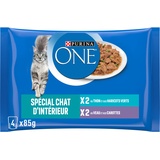 Purina One Schliff in Sauce, Mahlzeit für ausgewachsene Katzen, Kalb + Thunfisch, 12 (4 x 85 g)