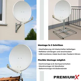 Premium X PremiumX DELUXE85 Satellitenantenne 85 cm Aluminium Hellgrau - Hellgrau