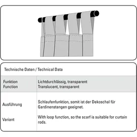 Sehlbach Fertiggardine mit Schlaufen, Voile Uni, Creme, 140 x 235 cm