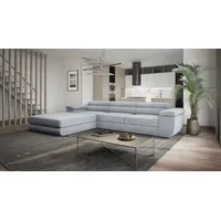 Goldstoff Ecksofa mit Schlaffunktion und Bettkasten VENUS TWIN - Ecksofa mit Federkern, Eckcouch Grau - Grau