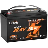LiTime LiTime 36V 50Ah TM Lithium Batterie mit Bluetooth LiFePO4 1920Wh Solarakkus (36 V), Geeignet für Boote, Trolling-Motoren, Solar-Backup, Off-Grid-Systeme schwarz