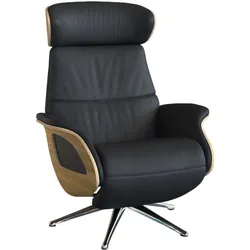 Relaxsessel FLEXLUX "Clement elektrischer Funktionsessel", schwarz (deep schwarz), B:81cm H:111cm T:90cm, Sessel, Größe M, Rücken & Fußteil elektrisch, Akku, Arml. Eiche, Fuß Alu