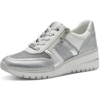 Marco Tozzi Damen Sneaker flach mit Reißverschluss Chunky-Sohle, Weiß (White Comb), 39 EU