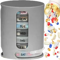 Retoo Tablettenbox 7 Tage Morgens Mittags Abends Nachts 4 Fächer, Pillenbox, Pillendose, Tablettendose, Medikamentenbox, Supplement Box, Medikamentendosierer zur Aufbewahrung von Tabletten, Grau