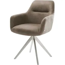 DeLife Polsterstuhl Pejo-Flex Kreuzgestell kantig Edelstahl Mikrofaser Taupe Vintage Taschenfederkern