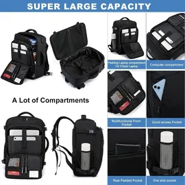 Handgepäck Rucksack 45x36x20 Schwarz 15.6 Zoll