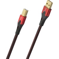 Oehlbach USB-Evolution B - hochwertiges USB-Kabel Typ 2.0 USB-A auf USB-B (für Audio-Streaming, DAC und Drucker) schwarz/rot - 2,0m