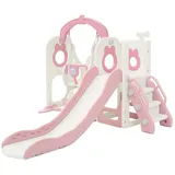 joyz Schaukeln 5-in-1 Kinderrutsche mit Schaukel und Basketballkorb Rosa