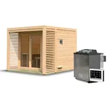 Woodfeeling Karibu Gartensauna Saunahaus Angkor 3 9 kW Bio-Kombiofen inkl. Steuergerät inkl. 8-teiligem gratis Zubehörpaket (Gesamtwert 191,92€)