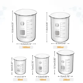 luxuskollektion Borosilikatglas Bechergläser Set 5 Stück Graduierte Becher