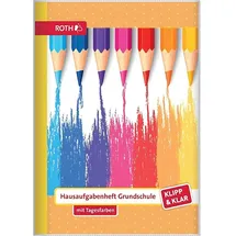 ROTH Hausaufgabenheft Buntstifte Klipp & Klar liniert DIN A5 ohne Rand, 96 Blatt, 1 St.