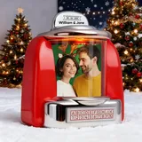 Personalisierte Retro Jukebox Musikbox mit eigenem Foto & Lied, Vintage Mini Jukebox Paare Freundin Mutter Kreatives Foto Geschenk für Weihnachten Valentinstag Muttertag
