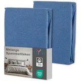 nyvi Spannbettlaken Baumwolle 180 x 200 - 200 x 200 cm jeansblau 2 St.