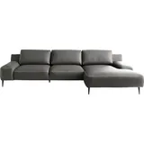 Designwerk Ecksofa DESIGNWERK "Forma L-Form, zeitloses Designsofa mit aktuellem Fuß", grau (steel), B:344cm T:162cm, Leder;Struktur 98% Polyester, 2% Acryl, Sofas, Ecksofa, in hochwertiger Verarbeitung & tollem Sitzkomfort