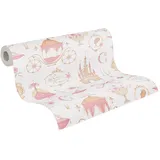 A.S. Création Kinderzimmer-Tapete Lilly & Luis - Strapazierfähige Vliestapete in Prinzessin-Optik - 10,05 m x 0,53 m - Beige, Creme, Rosa - Made in Germany – 771301
