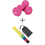 Fidusport Hanteln Set mit Fitness Bänder Dumbbell Set Fitness Kurzhanteln 2x1kg