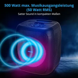 Medion LIFE S61991 Partylautsprecher mit Bluetooth (Partysoundsystem inklusive Mikrofon, Party Box, tragbares Soundsystem, integrierter Akku, für kabellose Musik (3 h, Akkubetrieb, Netzbetrieb), Bluetooth Lautsprecher, Schwarz